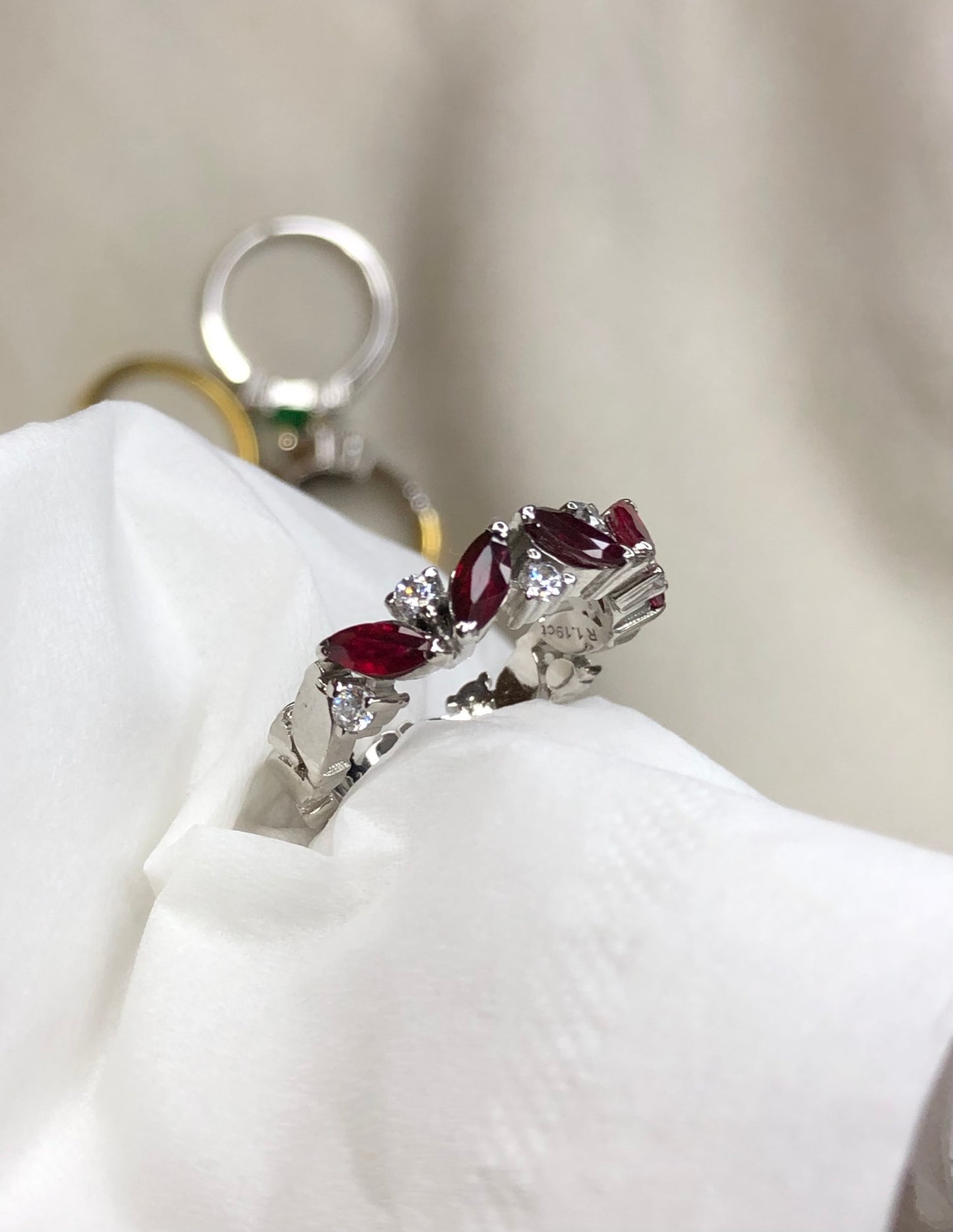 1.19ct Marquise cut Red Ruby Silver Ring