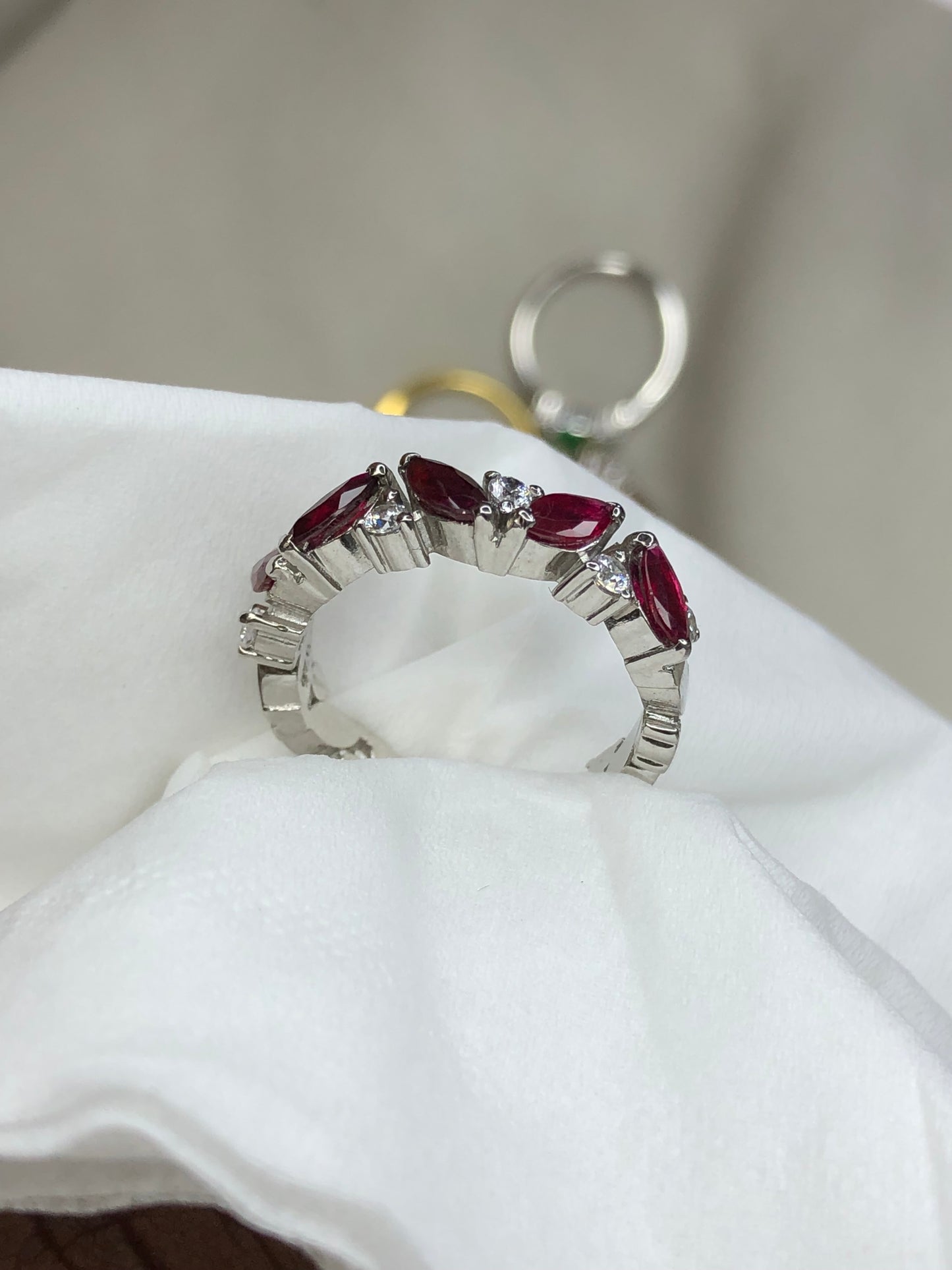 1.19ct Marquise cut Red Ruby Silver Ring